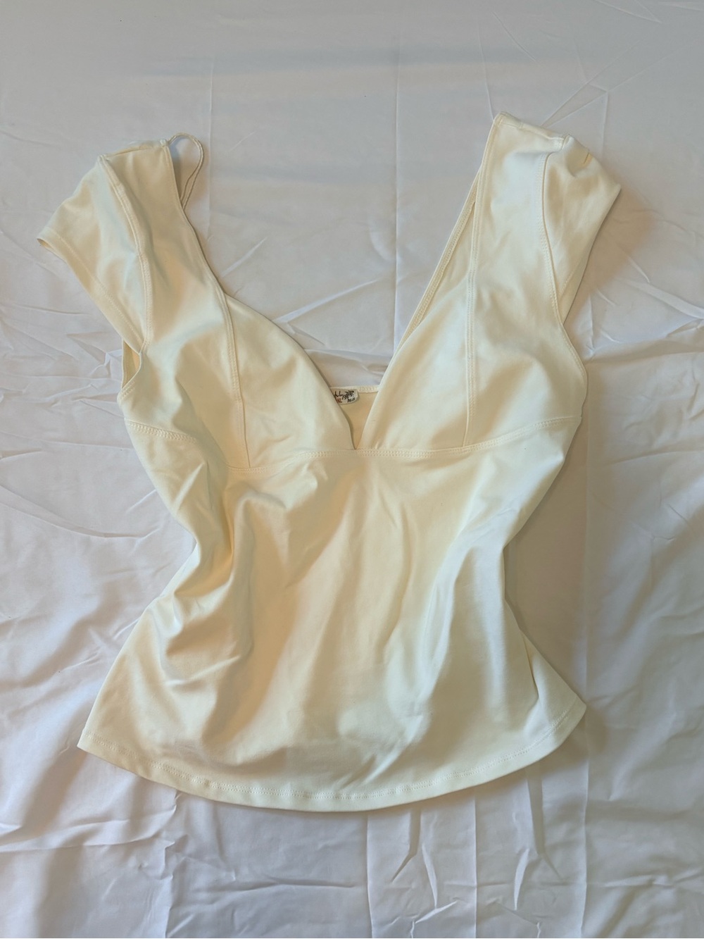 Free People Cream V-Neck Sleeveless Peplum Top